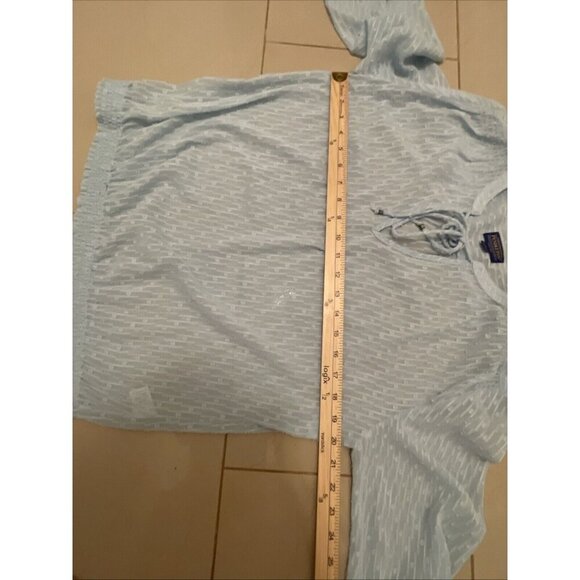 Pendleton Women’s Sheer Swiss Dot Baby Blue Peasant Blouse -Tassels - Size‎ L - Picture 9 of 16